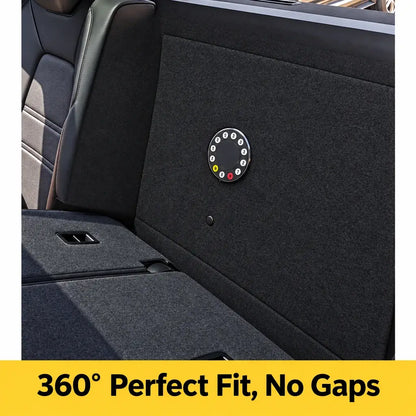 IOCLK custom vehicle safe installed with precise trunk fitment and concealed storage integration