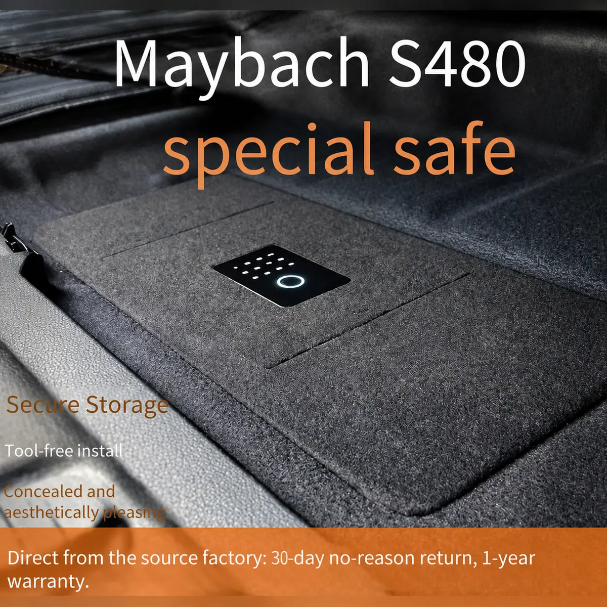 Maybach S480 hidden safe installed in luxury vehicle trunk for secure concealed storage