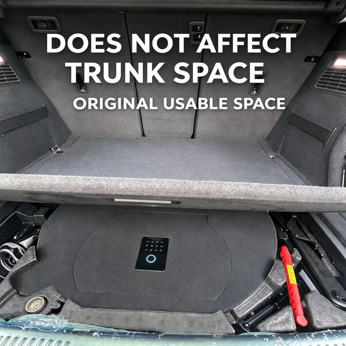 Tesla Model Y hidden safe installed without drilling while maintaining original trunk space