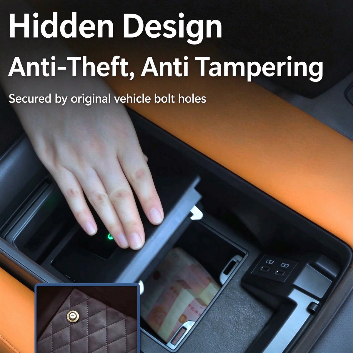 Toyota Sienna anti theft hidden console storage box secured inside center console with concealed design